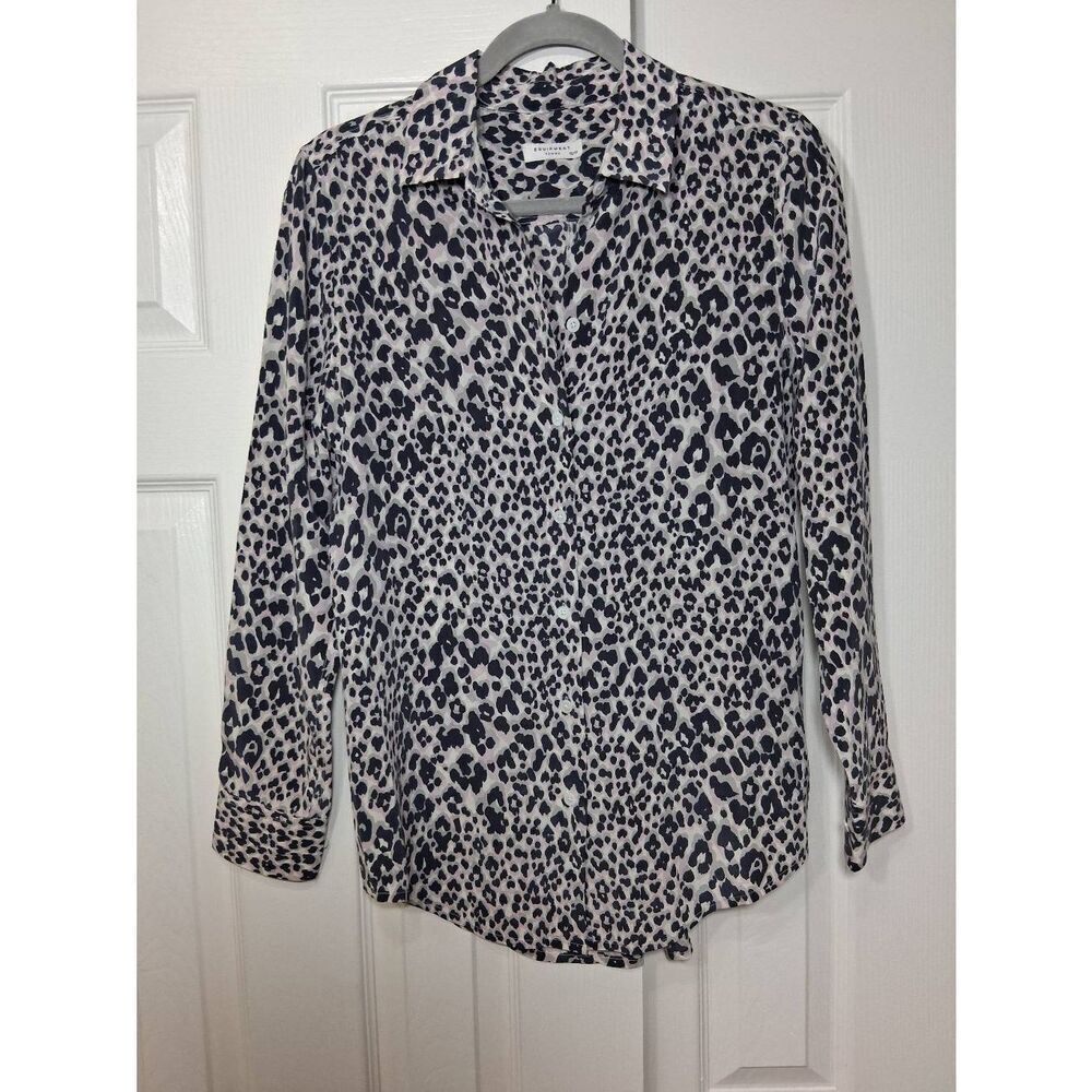 Equipment womens small 100% silk blouse animal print shirt gray shirt pale pink - Picture 4 of 8